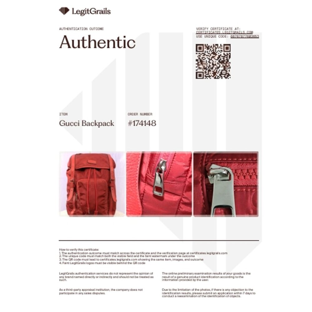 Gucci Red GG Nylon Backpack Leather Trim Authentic Designer Bag - Picture 2 of 16